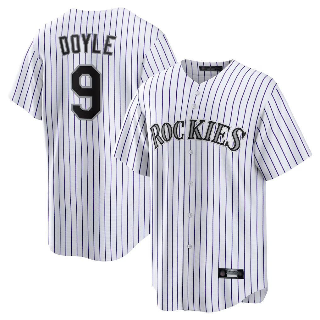 Silnrao  C.Rockies #9 Brenton Doyle Player White Game Home Stitched Jerseys