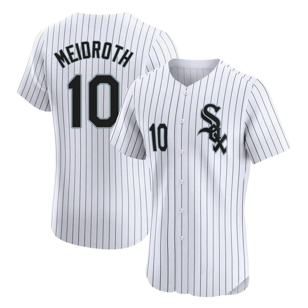 Silnrao C.White Sox #10 Chase Meidroth Player White Stripe Limited Elite Home Stitched Jerseys