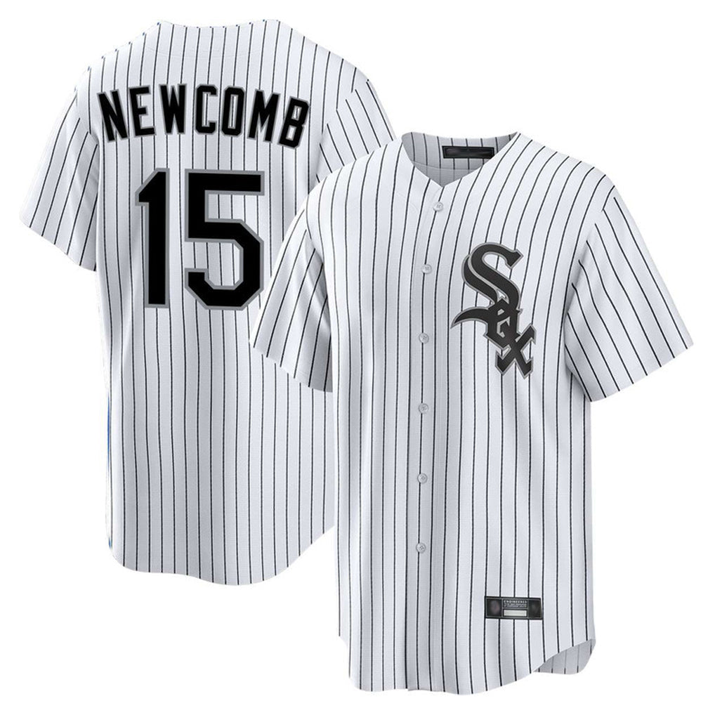Silnrao C.White Sox #15 Sean Newcomb Player White Stripe Home Game Stitched Jerseys