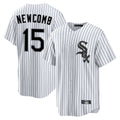Silnrao C.White Sox #15 Sean Newcomb Player White Stripe Home Game Stitched Jerseys