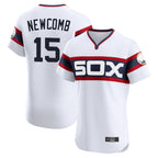 Silnrao C.White Sox #15 Sean Newcomb Player White T-shirt Limited Elite Home Stitched Jerseys
