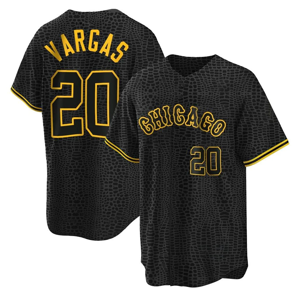 Silnrao C.White Sox #20 Miguel Vargas Player Black Snake Skin City Home Game Stitched Jerseys