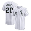Silnrao C.White Sox #20 Miguel Vargas Player White Stripe Limited Elite Home Stitched Jerseys