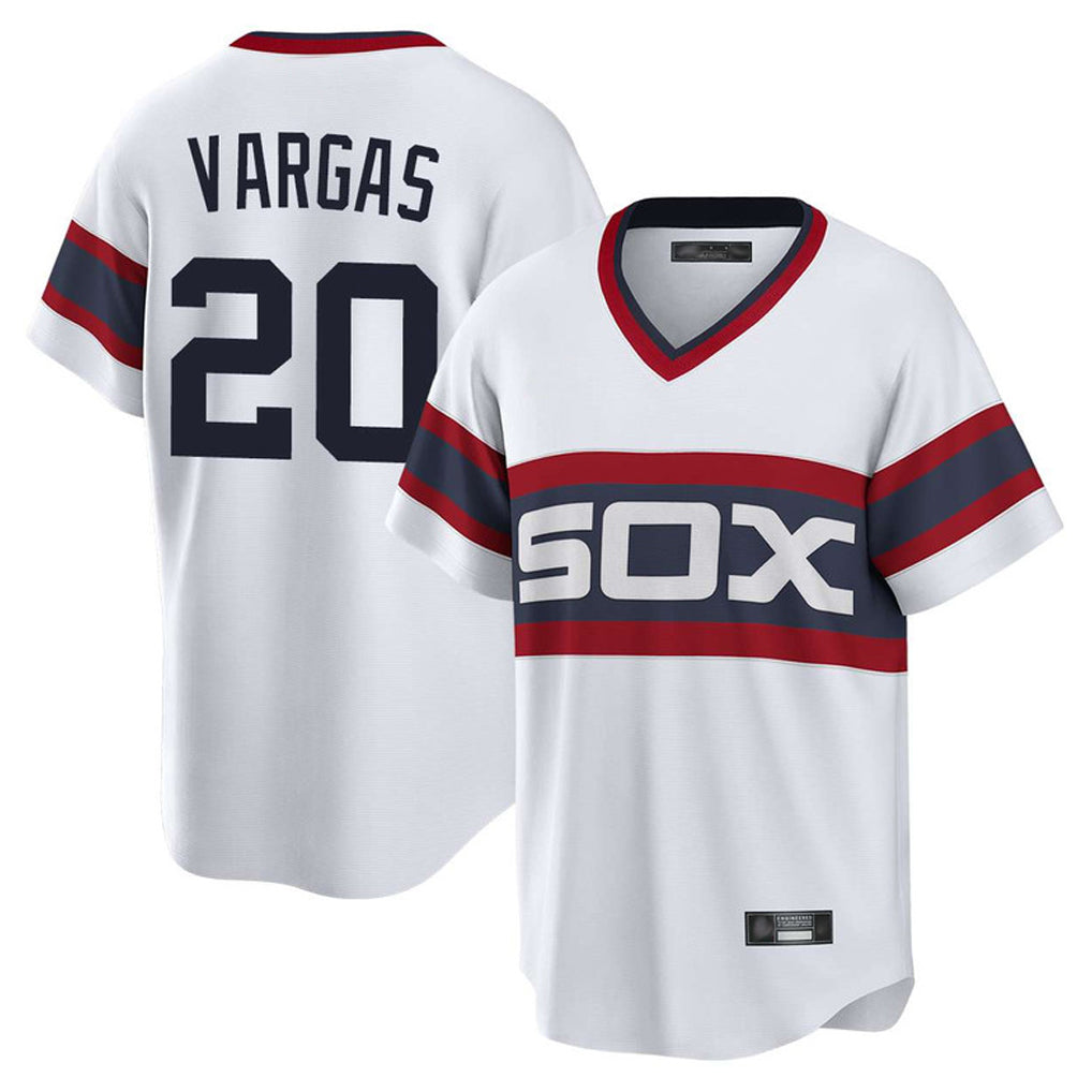 Silnrao C.White Sox #20 Miguel Vargas Player White T-shirt Home Game Stitched Jerseys