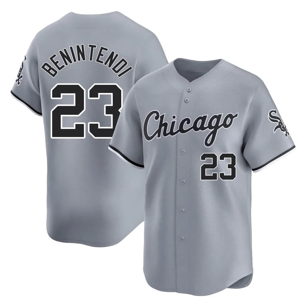 Silnrao C.White Sox #23 Andrew Benintendi Player Gray Road Limited Home Stitched Jerseys