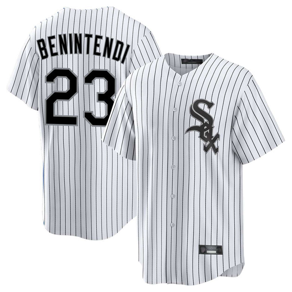 Silnrao C.White Sox #23 Andrew Benintendi Player White Stripe Home Game Stitched Jerseys