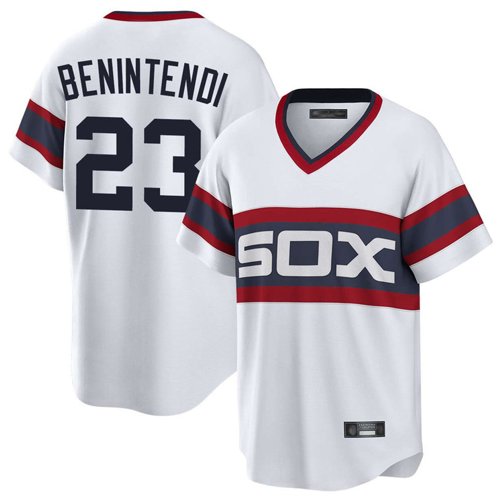 Silnrao C.White Sox #23 Andrew Benintendi Player White T-shirt Home Game Stitched Jerseys