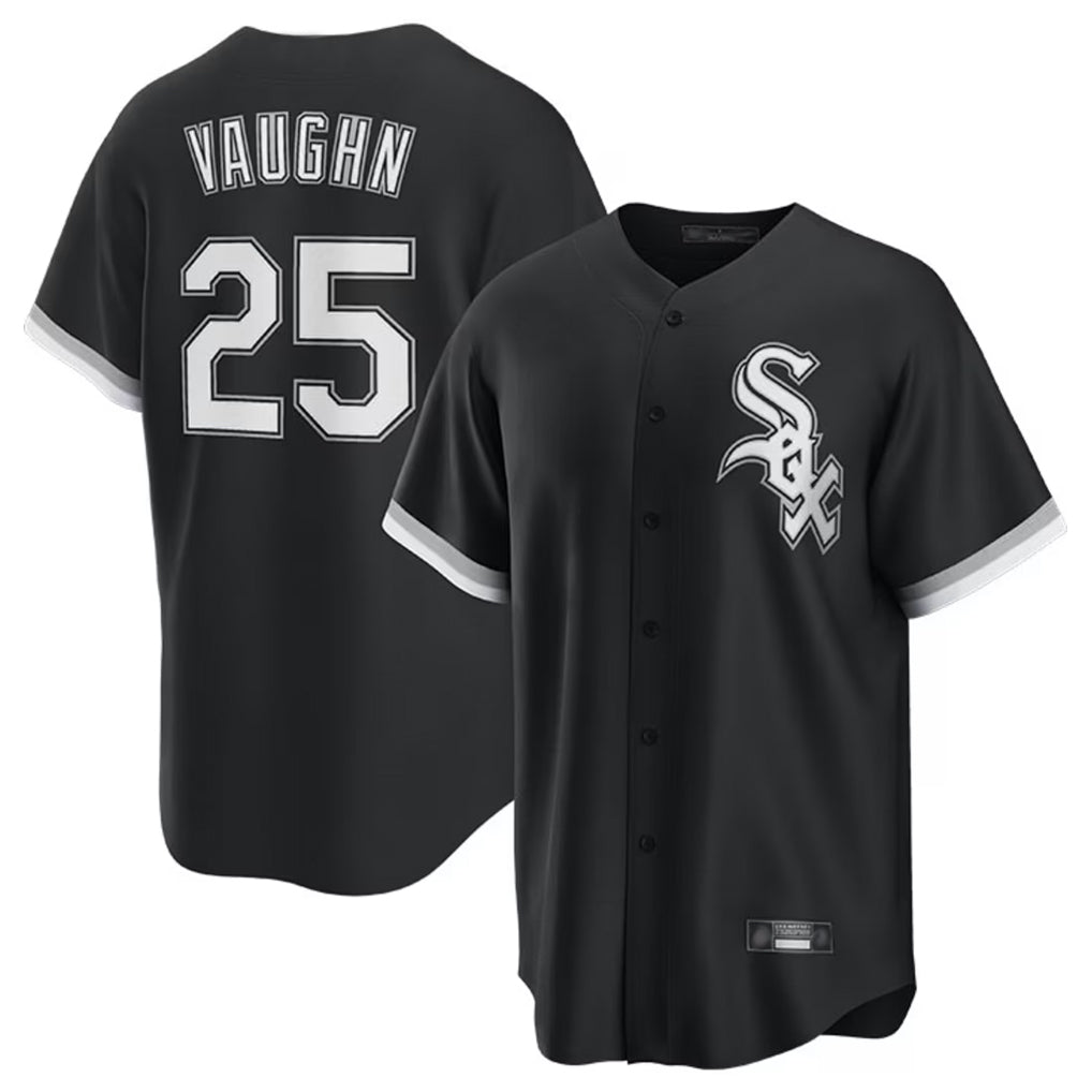 Silnrao C.White Sox #25 Andrew Vaughn Player Black Home Game Stitched Jerseys