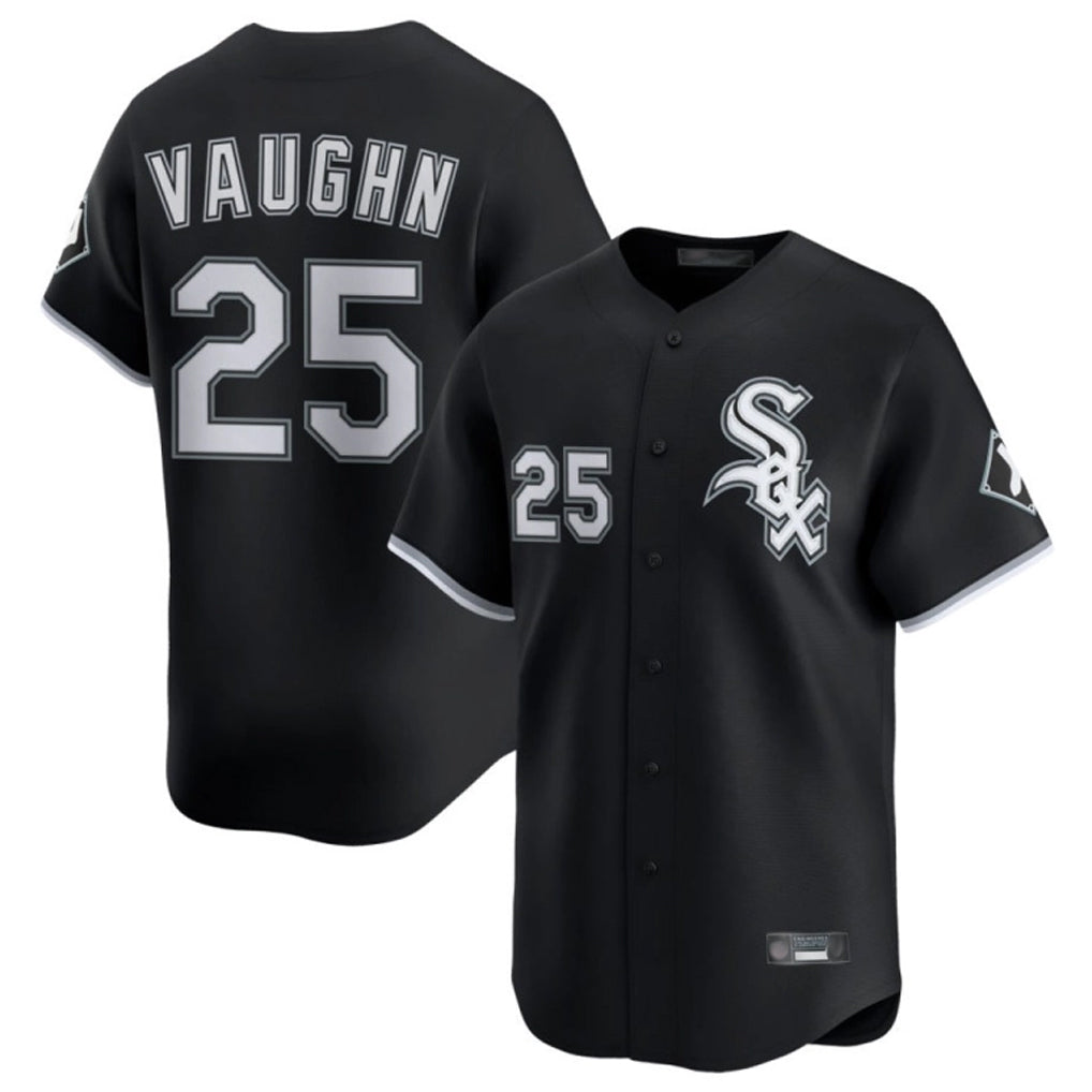 Silnrao C.White Sox #25 Andrew Vaughn Player Black Limited Home Stitched Jerseys