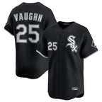 Silnrao C.White Sox #25 Andrew Vaughn Player Black Limited Home Stitched Jerseys