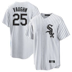 Silnrao C.White Sox #25 Andrew Vaughn Player White Stripe Home Game Stitched Jerseys