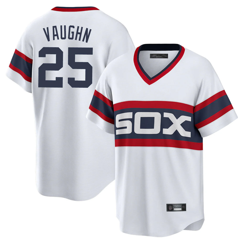 Silnrao C.White Sox #25 Andrew Vaughn Player White T-shirt Home Game Stitched Jerseys