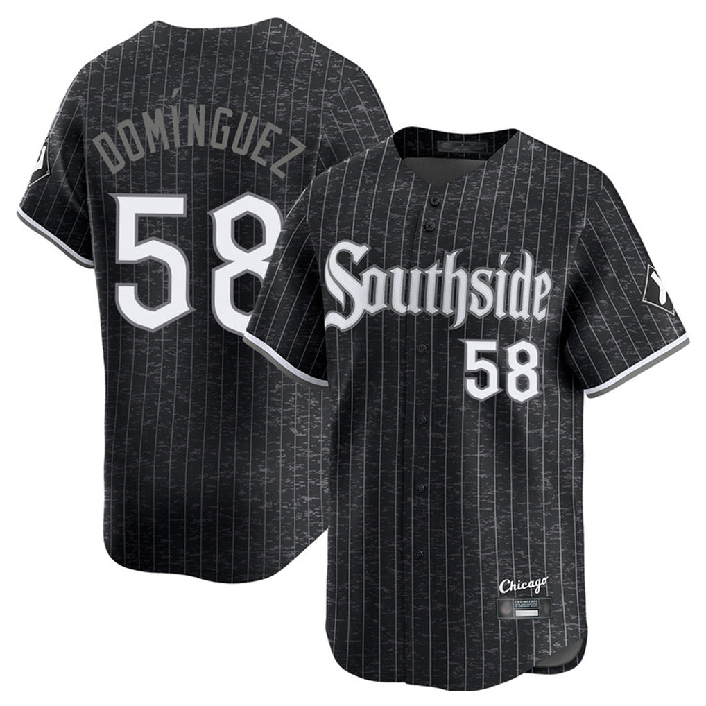 Silnrao C.White Sox #58 Seranthony Dom¨ªnguez Player Black City Connect Limited Home Stitched Jerseys