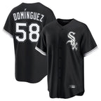Silnrao C.White Sox #58 Seranthony Dom¨ªnguez Player Black Home Game Stitched Jerseys
