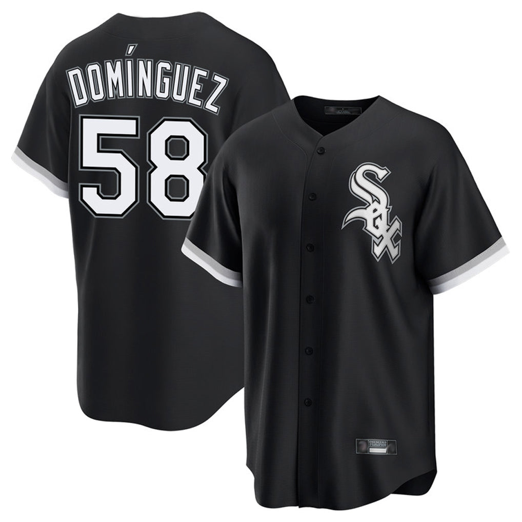 Silnrao C.White Sox #58 Seranthony Dom¨ªnguez Player Black Home Game Stitched Jerseys