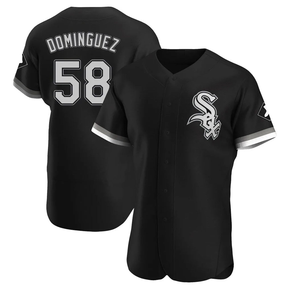 Silnrao C.White Sox #58 Seranthony Dom¨ªnguez Player Black Limited Elite Home Stitched Jerseys