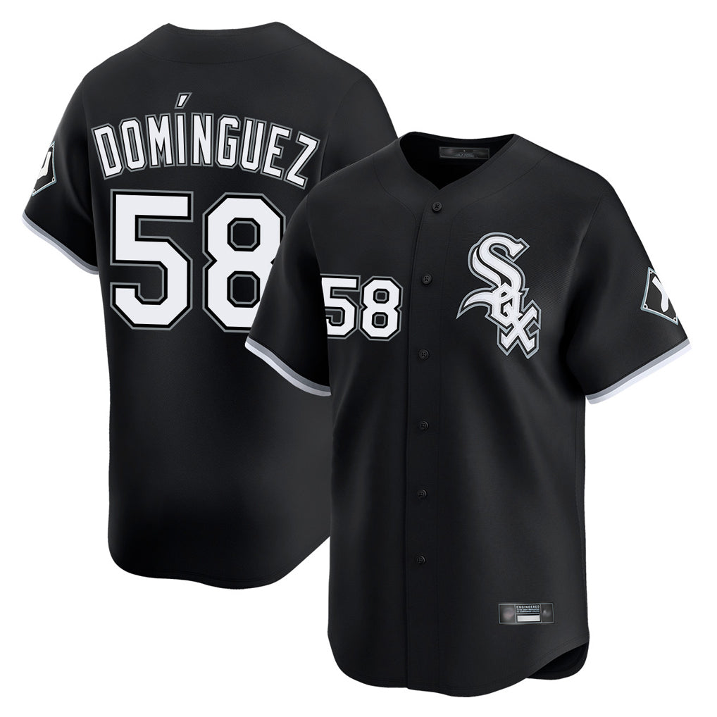 Silnrao C.White Sox #58 Seranthony Dom¨ªnguez Player Black Limited Home Stitched Jerseys