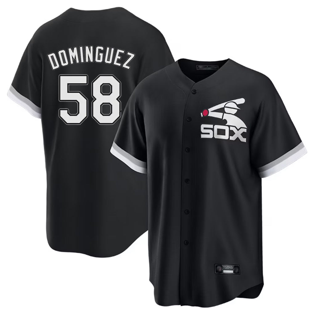 Silnrao C.White Sox #58 Seranthony Dom¨ªnguez Player Black Spring Training Game Stitched Jerseys