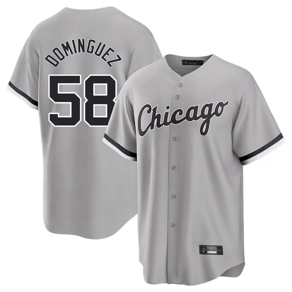 Silnrao C.White Sox #58 Seranthony Dom¨ªnguez Player Gray Home Game Stitched Jerseys