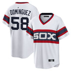 Silnrao C.White Sox #58 Seranthony Dom¨ªnguez Player White T-shirt Home Game Stitched Jerseys