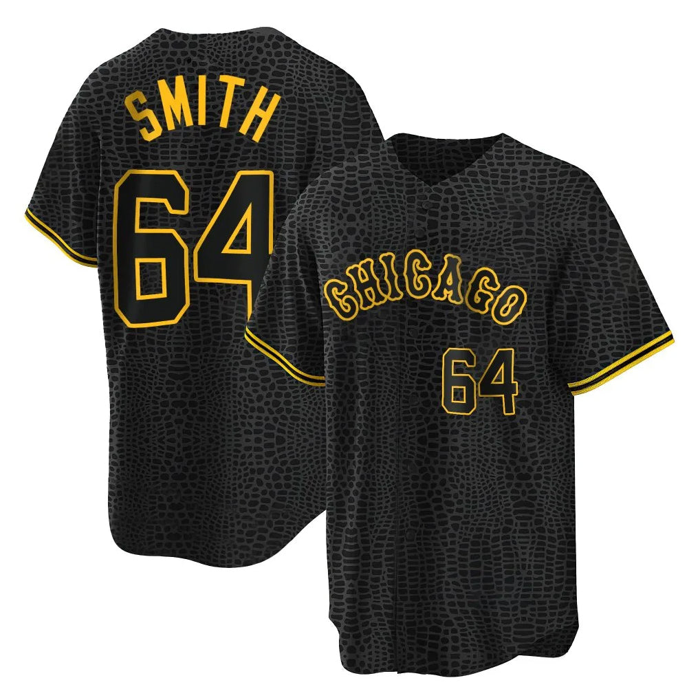 Silnrao C.White Sox #64 Shane Smith Player Black Snake Skin City Home Game Stitched Jerseys