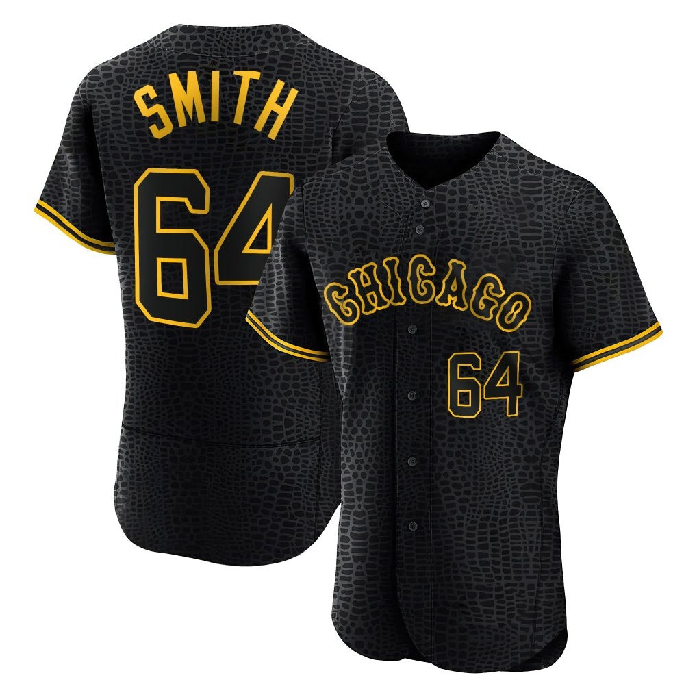 Silnrao C.White Sox #64 Shane Smith Player Black Snake Skin City Limited Elite Home Stitched Jerseys