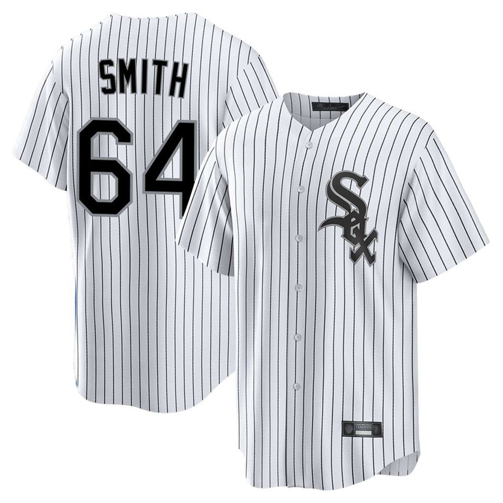 Silnrao C.White Sox #64 Shane Smith Player White Stripe Home Game Stitched Jerseys