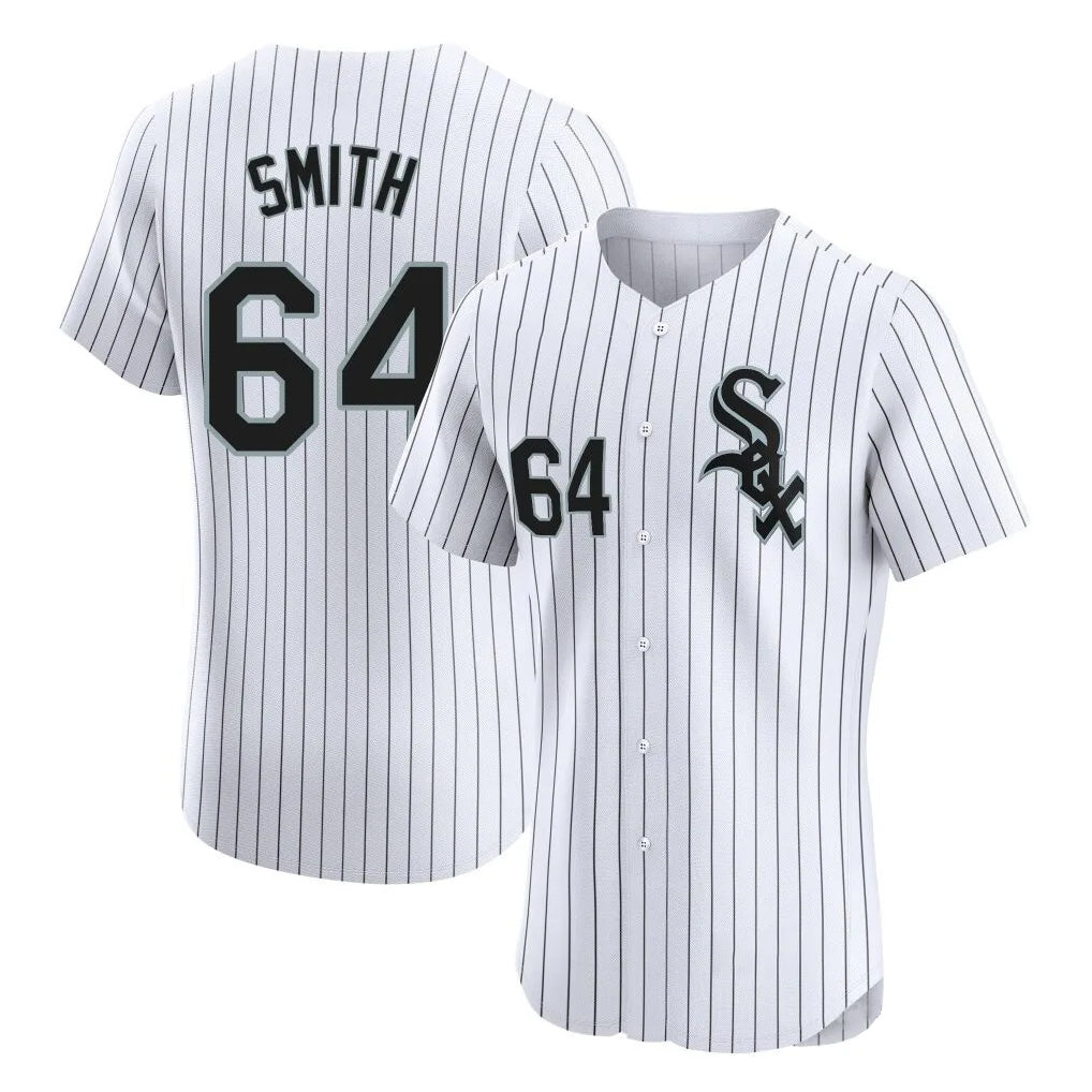 Silnrao C.White Sox #64 Shane Smith Player White Stripe Limited Elite Home Stitched Jerseys