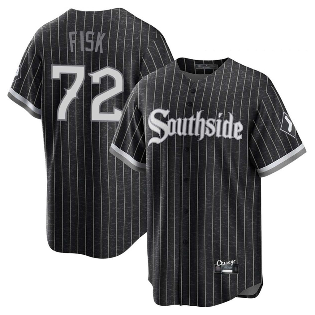 Silnrao C.White Sox #72 Carlton Fisk Player Black City Connect Home Game Stitched Jerseys