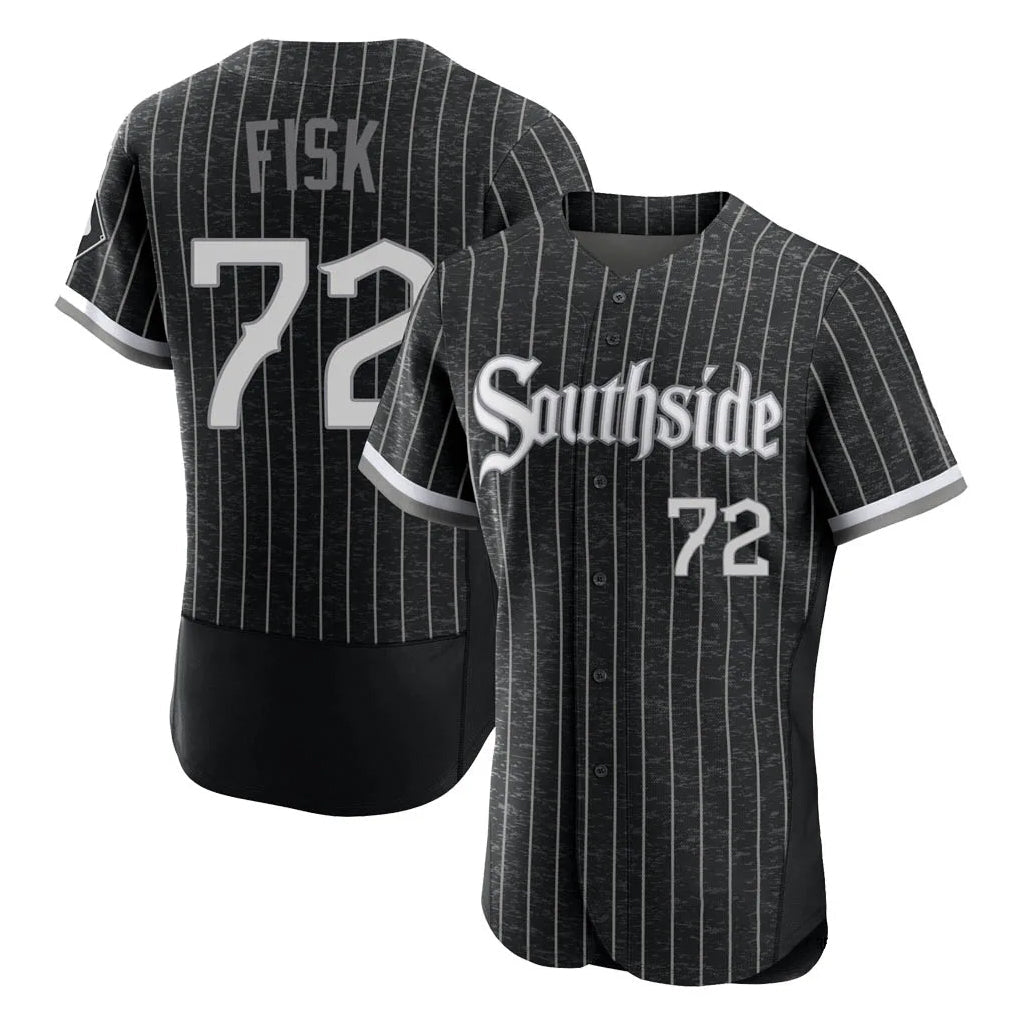 Silnrao C.White Sox #72 Carlton Fisk Player Black City Connect Limited Elite Home Stitched Jerseys