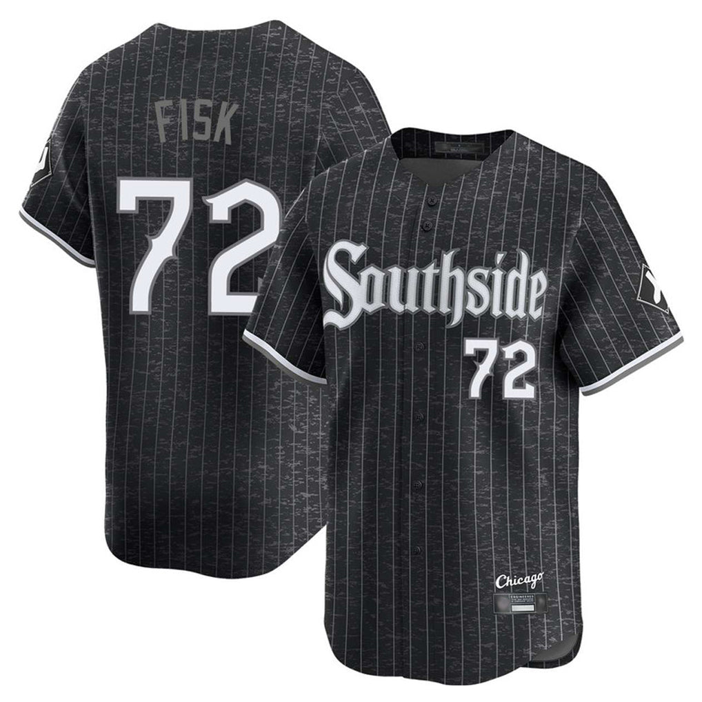 Silnrao C.White Sox #72 Carlton Fisk Player Black City Connect Limited Home Stitched Jerseys