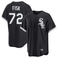 Silnrao C.White Sox #72 Carlton Fisk Player Black Home Game Stitched Jerseys