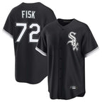 Silnrao C.White Sox #72 Carlton Fisk Player Black Home Game Stitched Jerseys