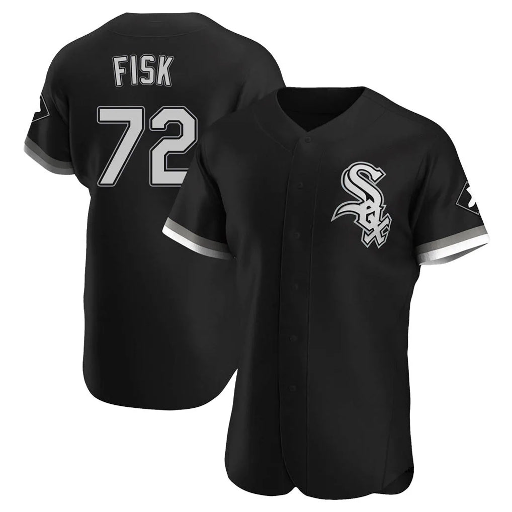 Silnrao C.White Sox #72 Carlton Fisk Player Black Limited Elite Home Stitched Jerseys