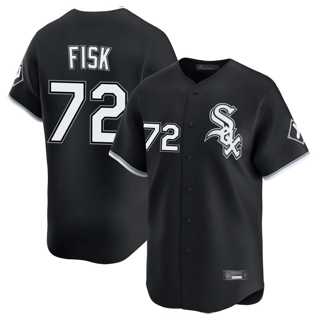 Silnrao C.White Sox #72 Carlton Fisk Player Black Limited Home Stitched Jerseys