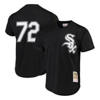 Silnrao C.White Sox #72 Carlton Fisk Player Black Mitchell & Ness Cooperstown Collection Mesh Game Stitched Jerseys