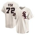 Silnrao C.White Sox #72 Carlton Fisk Player Cream Cooperstown Collection Limited Home Stitched Jerseys