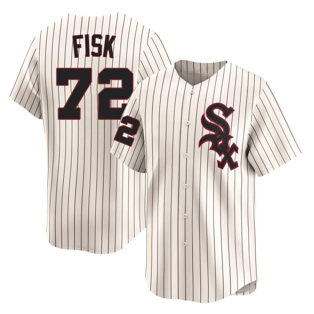 Silnrao C.White Sox #72 Carlton Fisk Player Cream Cooperstown Collection Limited Home Stitched Jerseys