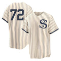 Silnrao C.White Sox #72 Carlton Fisk Player Cream Field of Dreams Home Game Stitched Jerseys