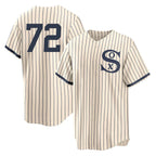 Silnrao C.White Sox #72 Carlton Fisk Player Cream Field of Dreams Home Game Stitched Jerseys