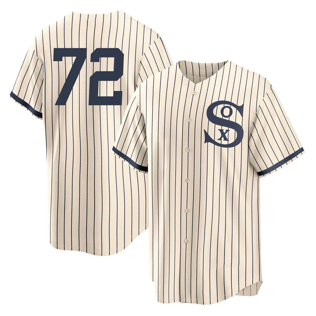 Silnrao C.White Sox #72 Carlton Fisk Player Cream Field of Dreams Home Game Stitched Jerseys