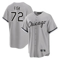 Silnrao C.White Sox #72 Carlton Fisk Player Gray Home Game Stitched Jerseys