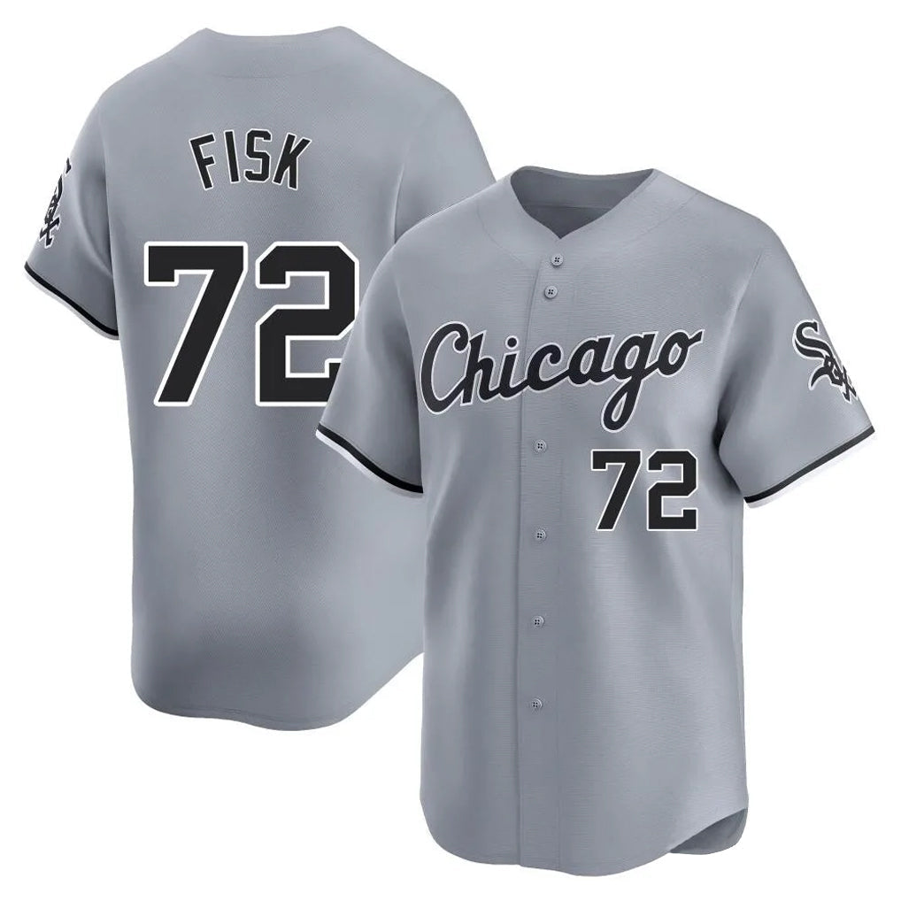 Silnrao C.White Sox #72 Carlton Fisk Player Gray Road Limited Home Stitched Jerseys