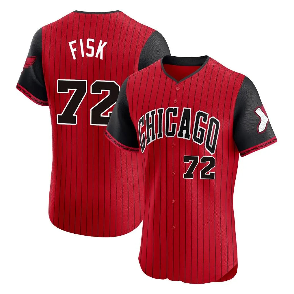 Silnrao C.White Sox #72 Carlton Fisk Player Red City Connect Limited Elite Home Stitched Jerseys
