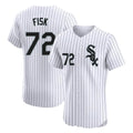 Silnrao C.White Sox #72 Carlton Fisk Player White Stripe Limited Elite Home Stitched Jerseys