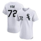 Silnrao C.White Sox #72 Carlton Fisk Player White Stripe Limited Elite Home Stitched Jerseys