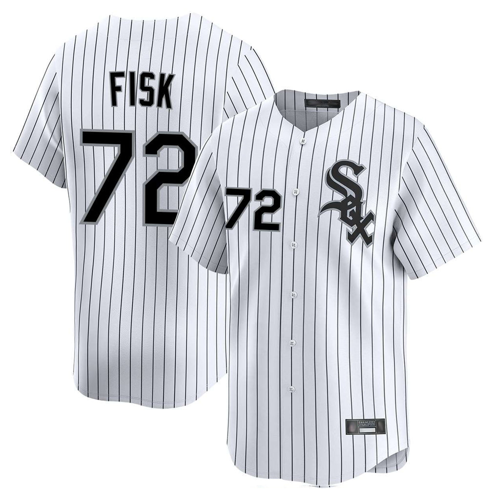 Silnrao C.White Sox #72 Carlton Fisk Player White Stripe Limited Home Stitched Jerseys
