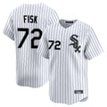 Silnrao C.White Sox #72 Carlton Fisk Player White Stripe Limited Home Stitched Jerseys