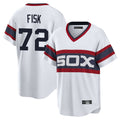 Silnrao C.White Sox #72 Carlton Fisk Player White T-shirt Home Game Stitched Jerseys