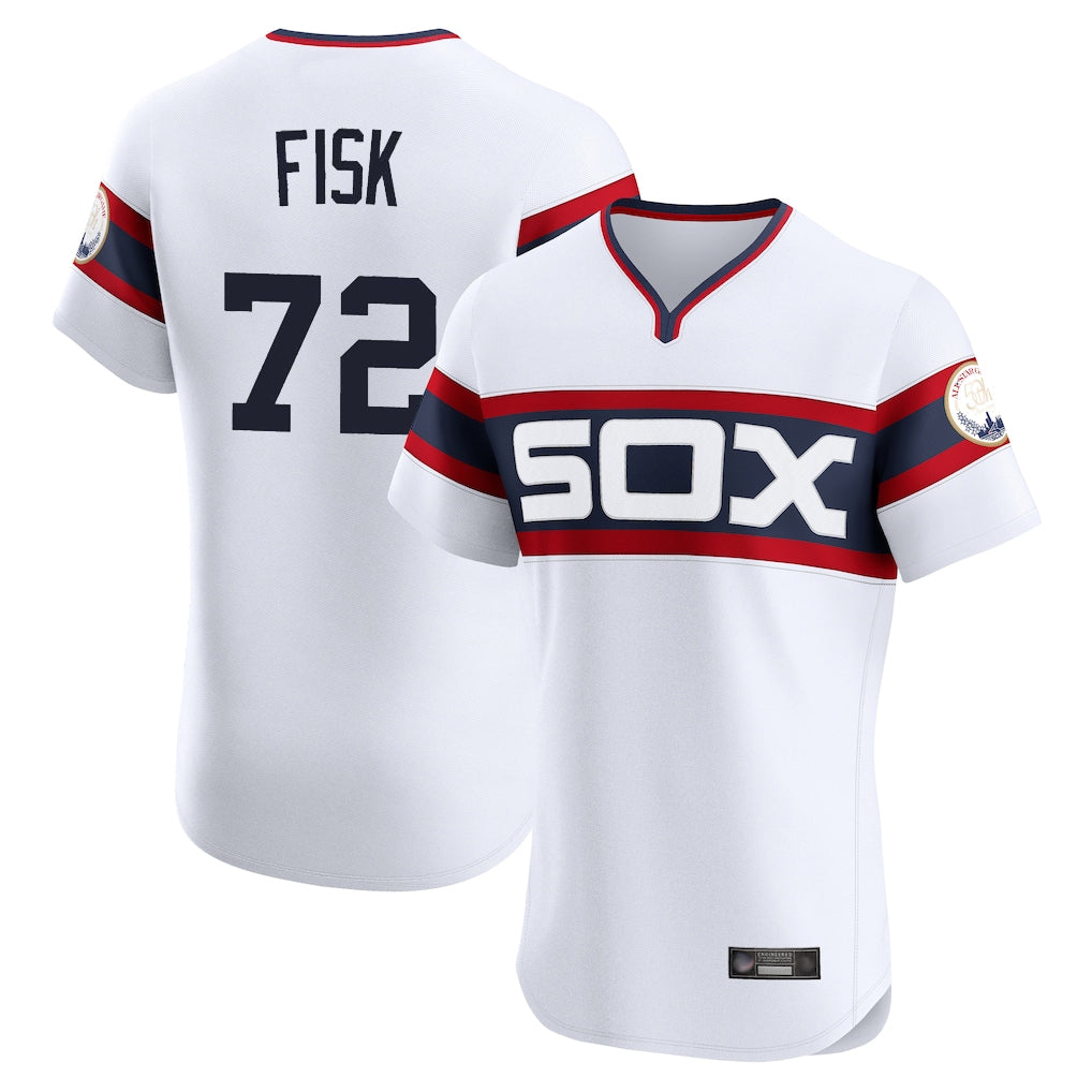 Silnrao C.White Sox #72 Carlton Fisk Player White T-shirt Limited Elite Home Stitched Jerseys